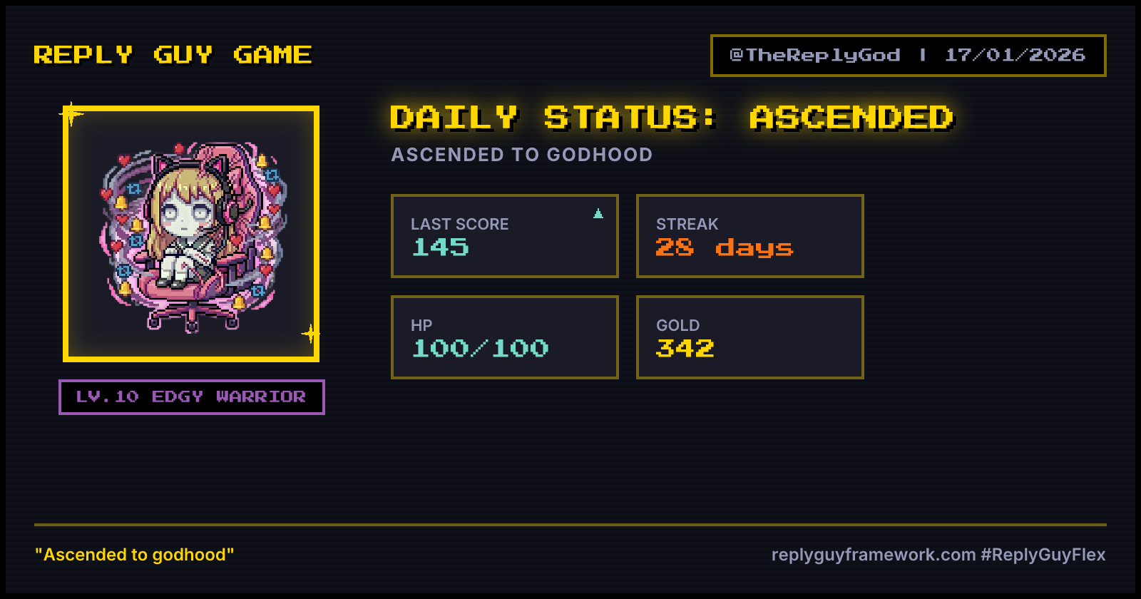 Reply God Card - Reach Level 30